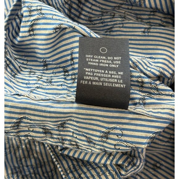 Robert Graham Button Down Shirt Blue Gray Striped Paisley Contrast Cuffs Size M - Picture 9 of 10